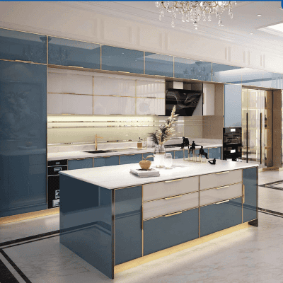 Tủ bếp nhôm cánh kính cường lực